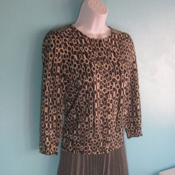 J Crew Womens Size M Button Front Wool Cardigan Black Chain Print Sweater 34" B - Picture 11 of 12